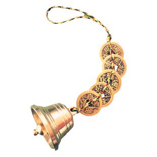 五帝钱六帝纯铜铃铛实心小号铜葫芦化门对门五黄二黑五色线手工编