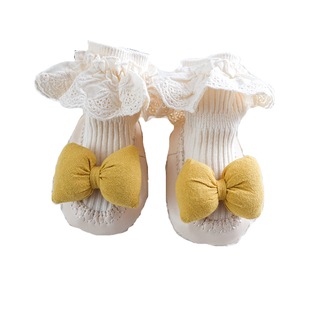 宝宝软底地板鞋袜春秋纯棉宝宝袜子防滑蝴蝶结儿童室内学步袜子鞋