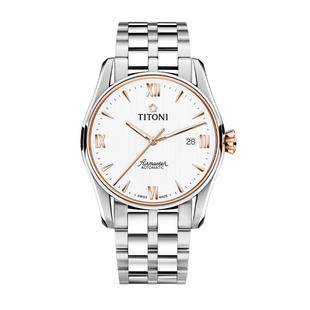 【自营】Titoni梅花表空霸系列男表钢带日历自动机械手表瑞士正品