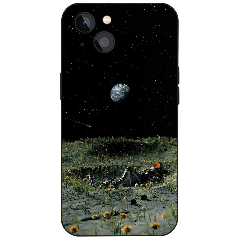 宁静星空宇航员插画防摔手机壳适用苹果15小米14/13红米K80华为OPPOVIVO磁吸iPhone16ProMax全包液态硅胶