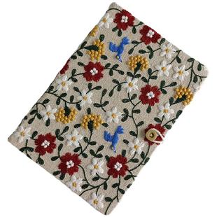 蜂鸟花园布艺刺绣记事本A5A6手账本学生工作日记盖章笔记本礼物