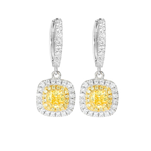 卓蝶珠宝方枕形黄钻耳环女S925纯银防过敏耳钉气质款镀金耳坠新品