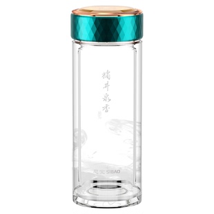思宝旗舰店橘井泉香双层玻璃杯商务办公礼品便携透明泡茶水杯