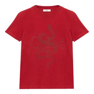 【限时折扣】Chloe蔻依 灵蛇印花修身短袖针织T恤