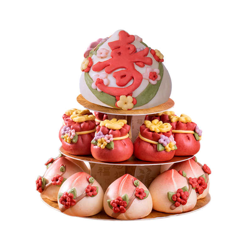 憶膠東花餑餑老人祝壽壽桃塔花饃生日蛋糕饅頭禮盒送長(zhǎng)輩賀壽壽禮