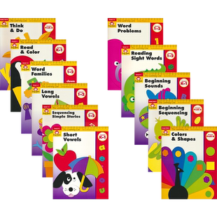Evan-Moor Learning Line Workbooks 美国加州教辅 学习起跑线 单词家族 长短元音 故事排序 英语高频词  数学应用题 英文原版进口
