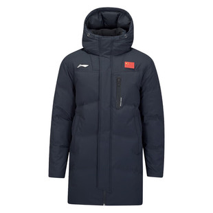 李宁羽绒服2025冬季新品中长款国旗男款冬鸭绒运动羽绒 AYMV133-1