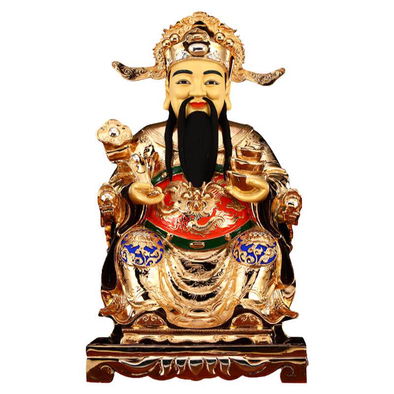 台湾盛凡纯铜鎏金财神像招财摆件