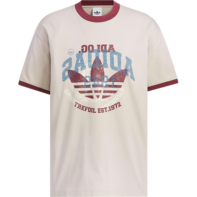 阿迪达斯男女宽松印花透气短袖