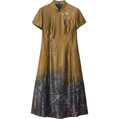 2025新款花罗香云纱真丝连衣裙女