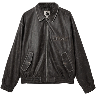 杰克琼斯男装士生百搭皮衣夹克潮流翻领长袖复古外套225310006潮
