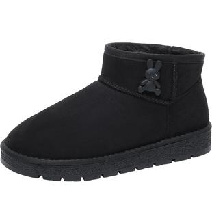 大东时尚雪地靴女鞋冬季休闲风中跟平底短靴加绒鞋1755