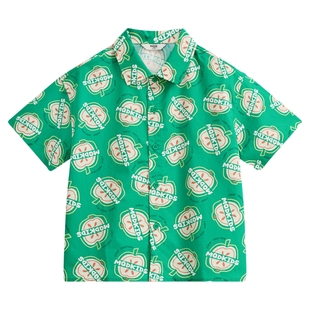 MQD童装男童短袖衬衫夏季印花衬衫水果图案潮酷满版短袖衬衣外套