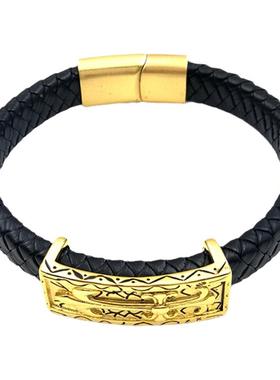 钛钢扁扣配件金色手绳