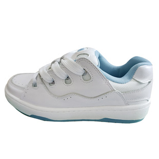 顽刻ollieskate冷粘面包鞋白蓝头层皮复古拼接BAKE2男女滑板鞋