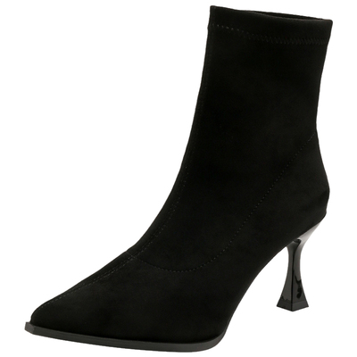 大东高跟短靴女2025新款秋冬高跟鞋弹力瘦瘦靴尖头细跟洋气小短靴