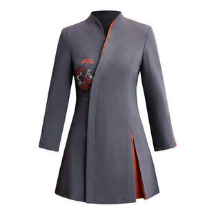 衣研堂高档新中式服务员制服酒店餐饮餐厅饭店工作服秋冬装长袖女