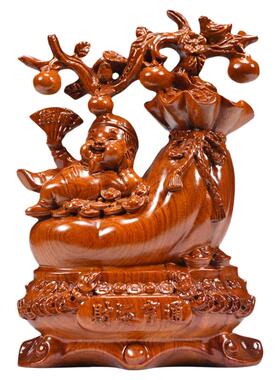 花梨木财运亨通摆件实木雕刻礼品