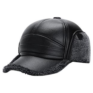 七匹狼中老年皮帽子男士冬季护耳加厚保暖爸爸爷爷老人棒球鸭舌帽