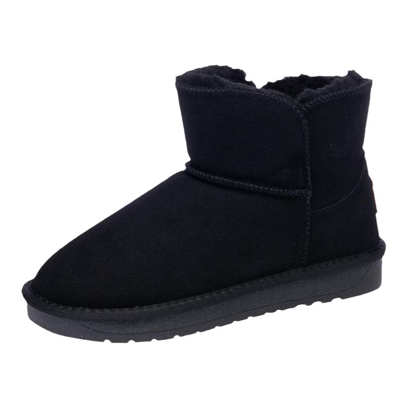 Semir雪地靴女鞋2024春秋季新款鞋子女加绒保暖短靴黑色休闲棉靴