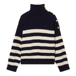 【现货】NOTHING WRITTEN标准版型单肩纽扣条纹羊毛衣秋季新品