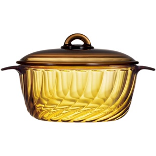 法国进口乐美雅琥珀色玻璃锅家用耐高温可明火燃气多功能锅子汤锅