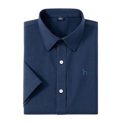 奥莱大牌男士短袖衬衫亚麻+棉