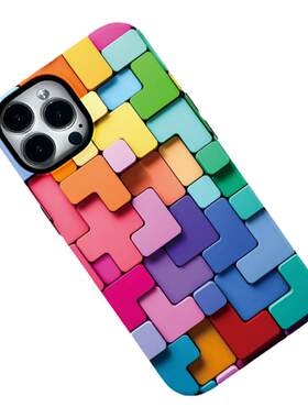 焱焱菲林手机壳13适用iPhone14promax苹果11彩色xr12mini俄罗斯方块8软壳se2保护套15小米华为oppo二合一vivo