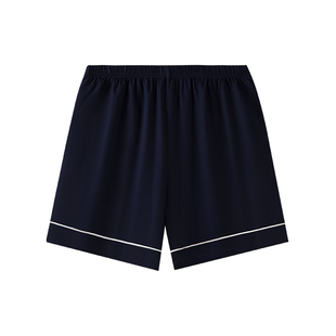 卡之恋纯棉睡裤夏季女款蓝色短裤薄款全棉休闲简约单裤宽松家居裤