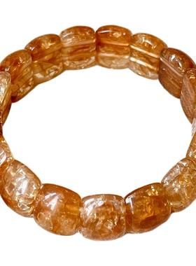 焦糖色几何黄水晶串珠手链高级感