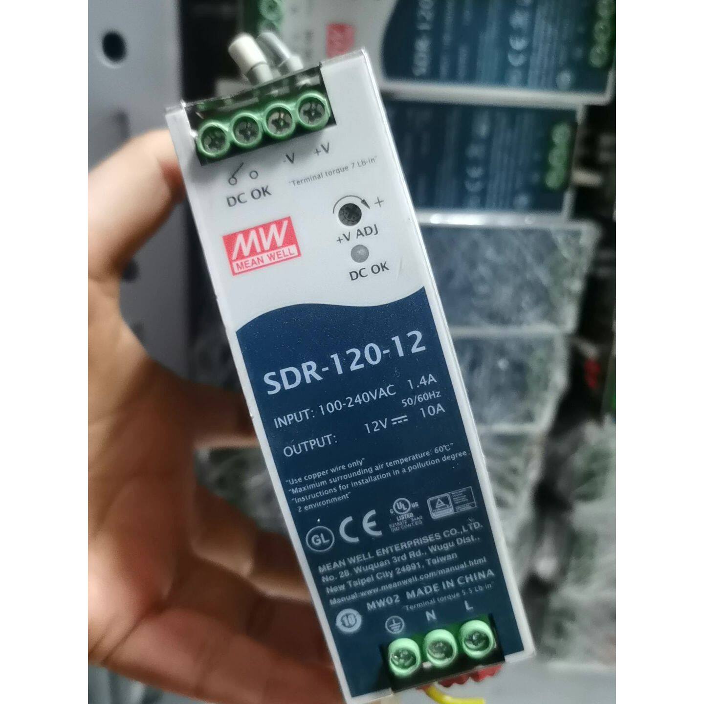 台湾明纬开关电源SDR12012导轨薄型120W明