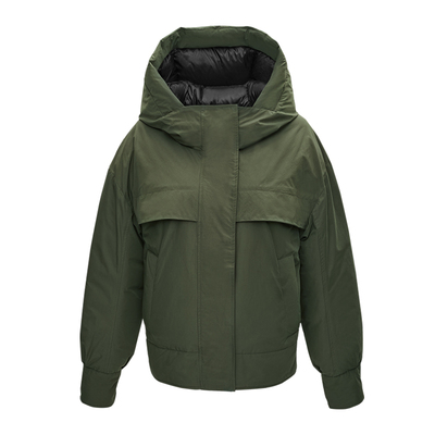 泥爪工装短款连帽户外鹅绒羽绒服