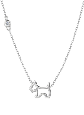 潮港福18K玫瑰金镂空小狗项链潮