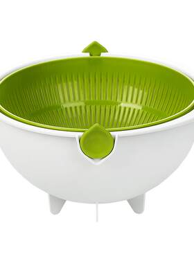 茶花双层塑料厨房多功能洗菜篮子