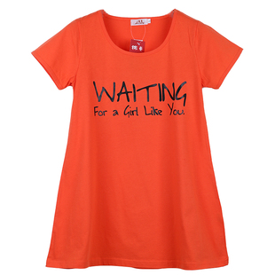 女装新款纯棉短袖T恤衫中长款宽松大码遮肚显瘦打底衫印花圆领