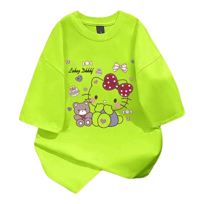 纯棉短袖t恤HelloKitty印花上衣通用校园百搭简约可爱T恤夏季新款