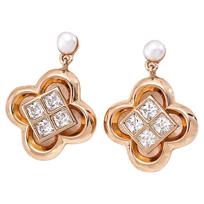 Color Sparkly 925银镀金四叶草耳钉女轻奢高级感晚礼服耳钉配饰