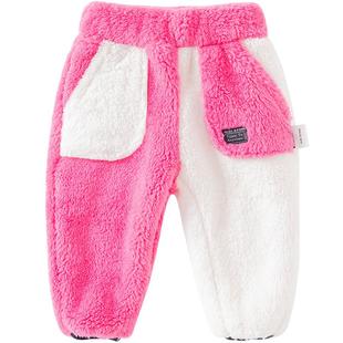 JUZI STORE童装冬季舒棉绒撞色下装加绒长裤中性男童女童1940429