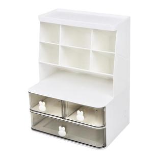 小兔子双层桌面收纳整理架透明抽屉式开学必备学生宿舍化妆品收纳