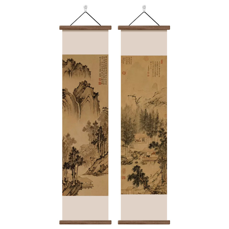 宋式美学装饰画新中式茶室卷轴画