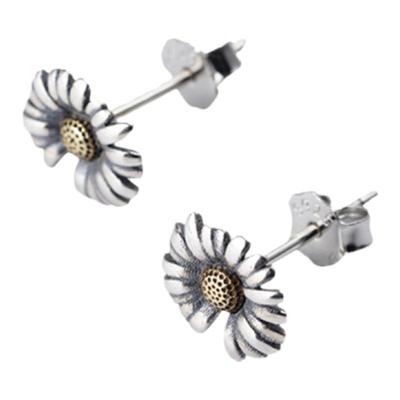复古做旧小雏菊925银耳钉