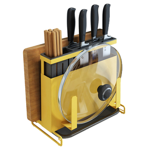 免打孔厨房置物架壁挂式放刀架刀座刀具筷子笼一体收纳用品菜板架