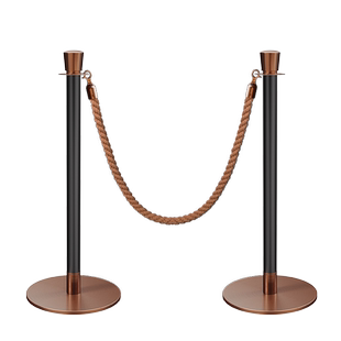 君铎 皇冠玫瑰金挂绳礼宾杆高端CBD一米线迎宾柱栏杆围栏铸铁定制