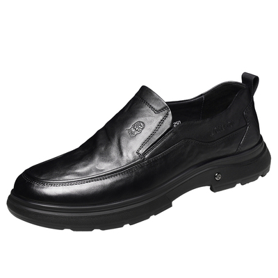 老人头真皮厚底一脚蹬休闲皮鞋男