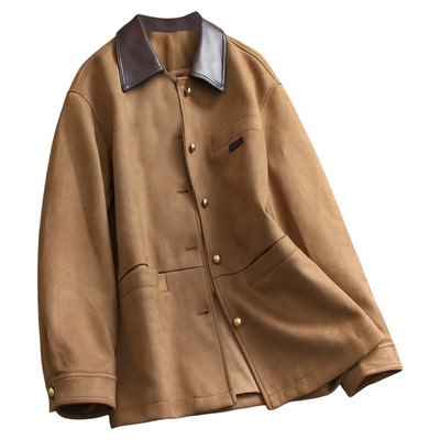 巴恩风翻领宽松显瘦中长款女外套