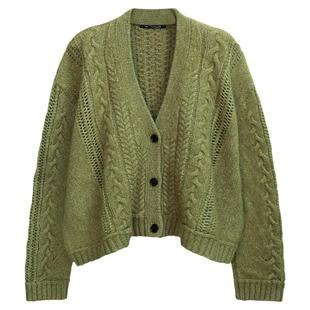 RSG郭培成衣品牌高级重工绞花编织开衫毛衣外套绿色羊毛上衣早秋