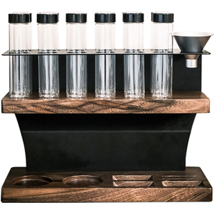 咖啡豆分装试管玻璃展示瓶单向阀储存罐闻香瓶咖啡器具一体收纳架