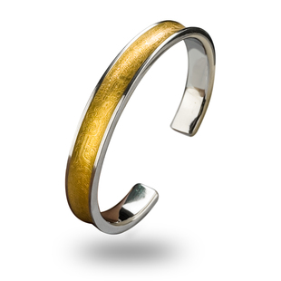 巴赫工作室国家非遗古法铁翦金工艺24K金陨铁青铜纹手镯男女开口