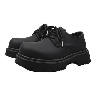 炭黑色大头通勤德比鞋休闲小皮鞋