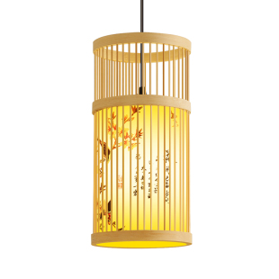 禅意中式茶室竹编吊灯民宿餐厅农庄餐桌吊灯创意编织竹艺灯笼灯罩